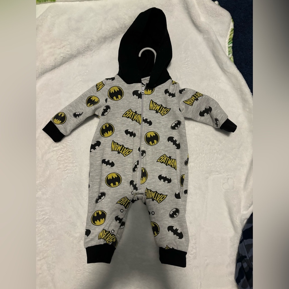Batman Gray and Black Hooded Onesie